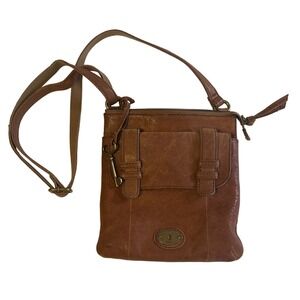 Fossil Tan Lamb Hide Leather Crossbody Purse Everyday Bag